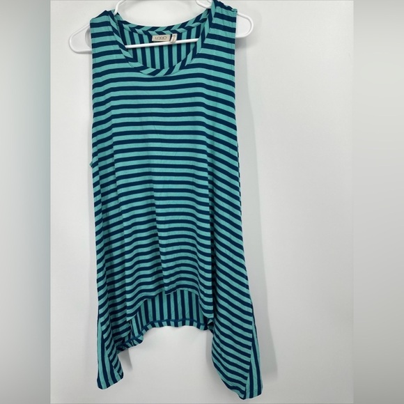 LOGO Lori Goldstein Asymmetrical Striped Tunic Top Sz XL - Picture 1 of 4